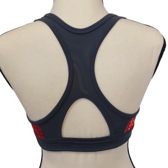 Zella Heartbeat Red Blaze Run Geo Print Sports Workout Activewear Bra Size Small - Picture 4 of 8